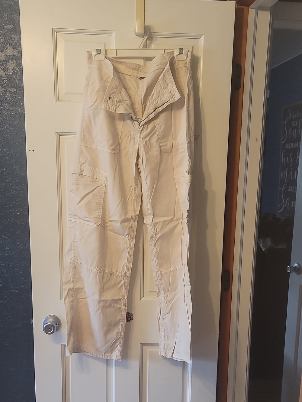 American Eagle Outfitters Cream Wide-Leg Cargo Pants